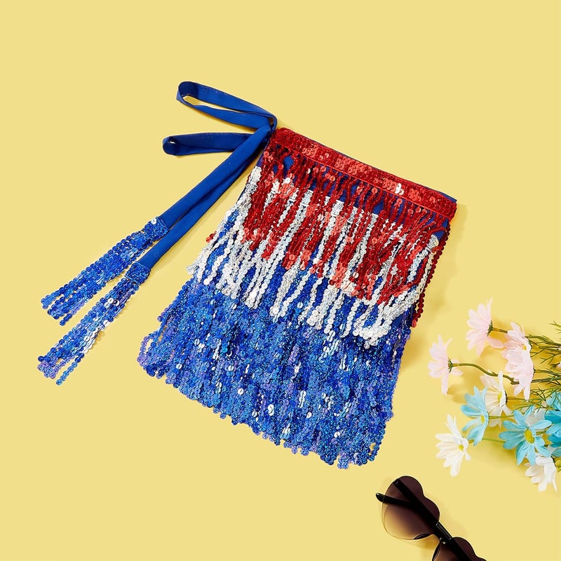Durio Belly Dance Skirt Tassel Fringe Rave Skirt Party Sequin Tassel Skirt Belly Hip Scarf Festival Outfits for Women - Image 4